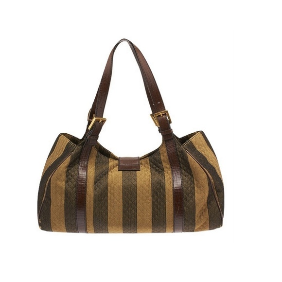 SOLD! Authentic FENDI FF Logo Pequin Bag Baguette Boston - Picture 2 of 7